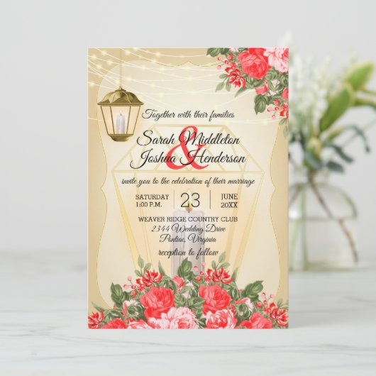 ゴールデンランタンと赤結婚花 招待状 (スタンド正面)