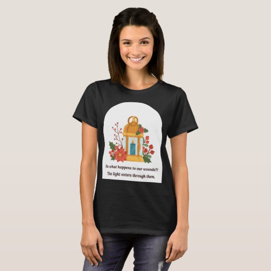 ゴールデンランタン | 癒しの光と精神的な希望 Tシャツ (正面フル)