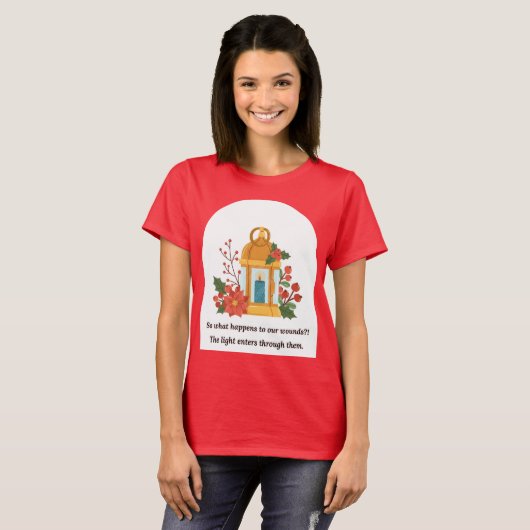 ゴールデンランタン | 癒しの光と精神的な希望 Tシャツ (正面フル)
