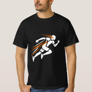 ゴールデンランナーロゴ エレガントなスポーツモーションデザイン Tシャツ