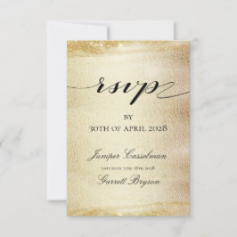 ゴールデンラ結婚プソディのエレガント金ゴールドオンラインRSVP 出欠カード
