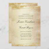 ゴールデンラ結婚プソディエレガントのきらめく金ゴールド請求書 招待状 (正面/裏面)