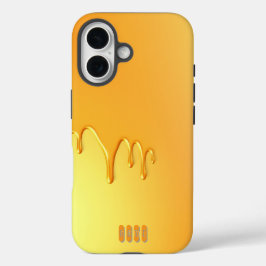 ゴールデンリキッドドリップ抽象芸術 iPhone 16ケース