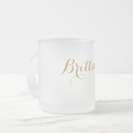 ゴールデンリップスティックキス パーソナライズされた フロストグラスマグカップ (正面左)