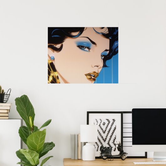 ゴールデンリップスティック絵を描エアブラシ ポスター (ホームオフィス)