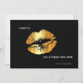 ゴールデンリップハッピーニューイヤー招待カード 招待状 (正面)