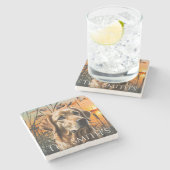 ゴールデンリトパーソナライズされたリーバ ストーンコースター (横)