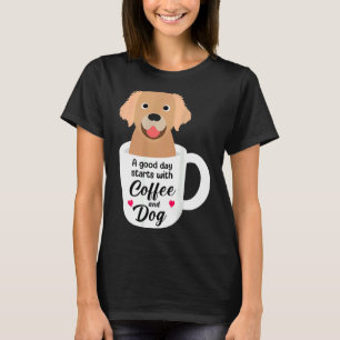 ゴールデンリトリおもしろいーバーユーモアのあるドッグコーヒー Tシャツ