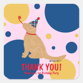 ゴールデンリトリカスタムーバー犬誕生日シール スクエアシール