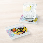 ゴールデンリトリバーカラフル ガラスコースター (アングル)