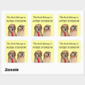 ゴールデンリトリバーパーソナライズされた蔵書票 スクエアシール (シート)