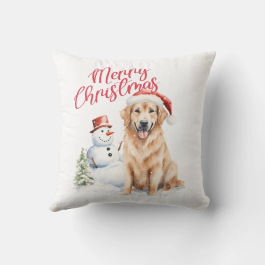 ゴールデンリトリバー犬サンタハットメリークリスマス クッション (裏面)
