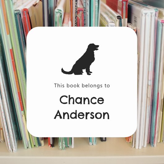 ゴールデンリトリバー蔵書票シール スクエアシール