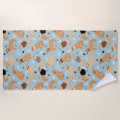 ゴールデンリトリーバーの骨と前足 ビーチタオル (正面)