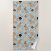 ゴールデンリトリーバーの骨と前足 ビーチタオル (正面)