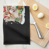 ゴールデンリトリーバークリスマスプレミアム キッチンタオル (四つ折り)