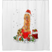 ゴールデンリトリーバードッグクリスマスサンタハットツリードッグ シャワーカーテン (正面)