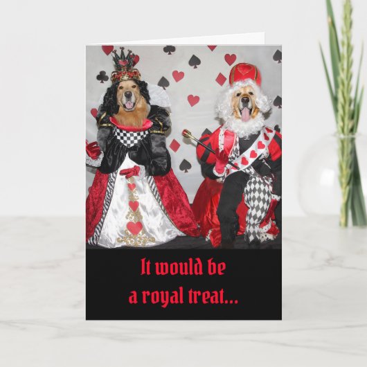 ゴールデンリトリーバーバレンタインキングとハート王妃 カード (正面)