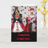 ゴールデンリトリーバーバレンタインキングとハート王妃 カード (黄色い花)