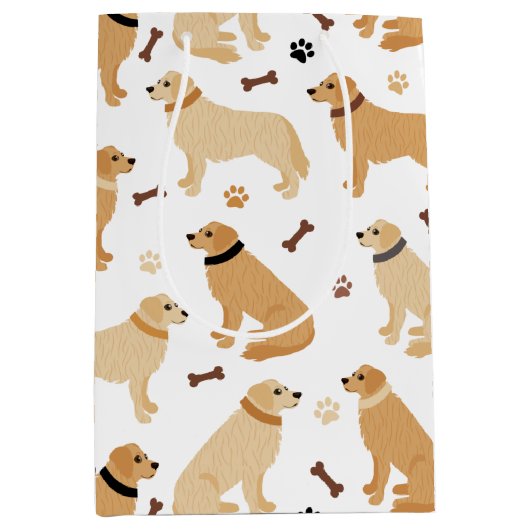 ゴールデンリトリーバーボーンズアンドポーズメディア抱き枕 ミディアムペーパーバッグ (正面)