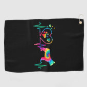 ゴールデンリトリーバーマムパパハートビート絞り染めブルドッグ ゴルフタオル (横)