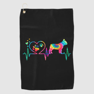 ゴールデンリトリーバーマムパパハートビート絞り染めブルドッグ ゴルフタオル