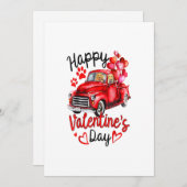 ゴールデンリトリーバーレッドトラックカップル，ハッピーバレンタイン 案内状 (正面/裏面)