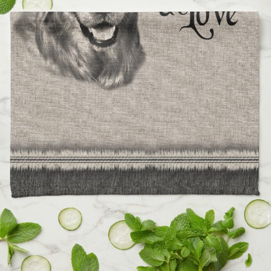 ゴールデンリトリーバーヴィンテージポートレートカウト引用文 キッチンタオル (折り畳み)