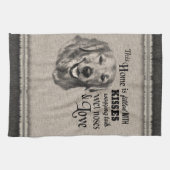 ゴールデンリトリーバーヴィンテージポートレートカウト引用文 キッチンタオル (横)