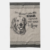 ゴールデンリトリーバーヴィンテージポートレートカウト引用文 キッチンタオル (縦)