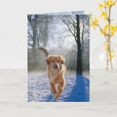 ゴールデンリトリーバー悔やみや弔慰カード カード (黄色い花)