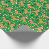 ゴールデンリトリーバー犬とサンタハットのクリスマス ラッピングペーパー (角)