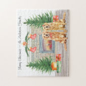 ゴールデンリトリーバー犬好き水彩クリスマス    ジグソーパズル (縦)