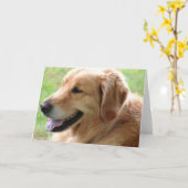 ゴールデンリトリーバーPUPグリーティングカード カード (黄色い花)