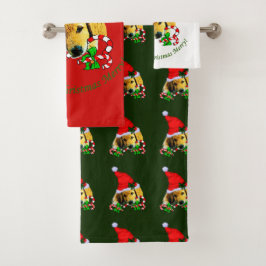 ゴールデンリトリーブクリスマスメリー バスタオルセット