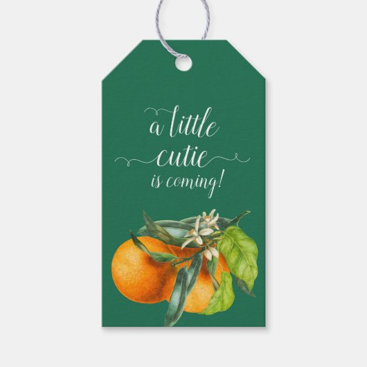 ゴールデンリトルかわいこちゃんオレンジベビーシャワー ギフトタグ (正面)