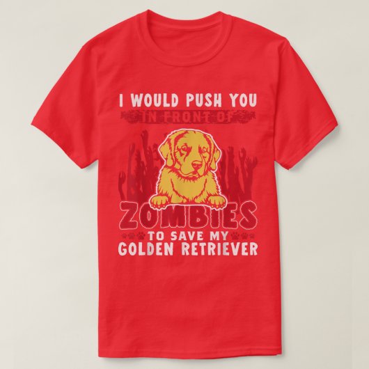 ゴールデンリト救リーバーハロウィーおもしろいへのゾンビ Tシャツ (デザイン正面)