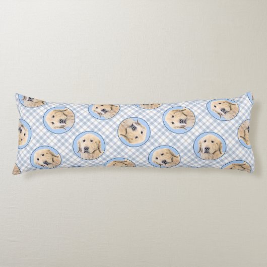 ゴールデンリト絵を描リーバーのかわいいオリジナルドッグアート ボディピロー (正面)