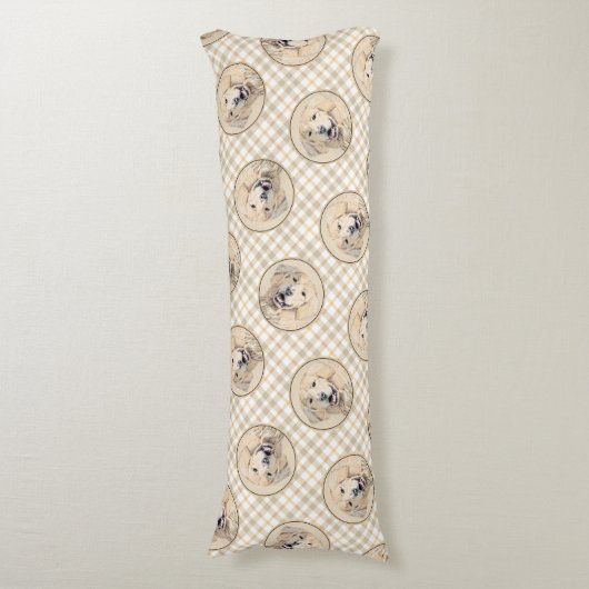 ゴールデンリト絵を描リーバーのかわいいオリジナルドッグアート ボディピロー (正面縦)