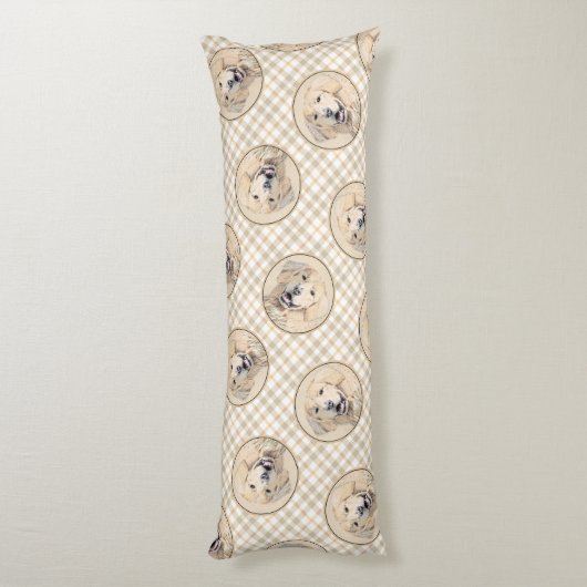 ゴールデンリト絵を描リーバーのかわいいオリジナルドッグアート ボディピロー (裏面 (縦))