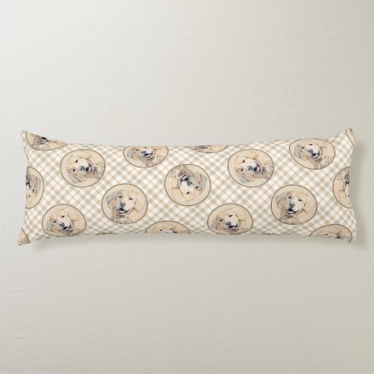 ゴールデンリト絵を描リーバーのかわいいオリジナルドッグアート ボディピロー (正面)