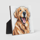 ゴールデンリト絵を描リーバー | ドッグペット卓上アート フォトプラーク (正面)