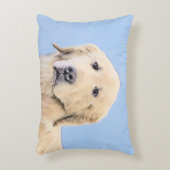 ゴールデンリト絵画リーバーの可愛いオリジナルドッグアート アクセントクッション (正面(垂直))