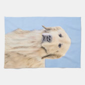 ゴールデンリト絵画リーバーの可愛いオリジナルドッグアート キッチンタオル (横)