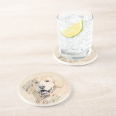 ゴールデンリト絵画リーバーの可愛いオリジナルドッグアート コースター (側面)