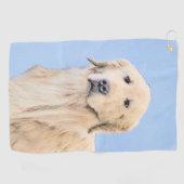 ゴールデンリト絵画リーバーの可愛いオリジナルドッグアート ゴルフタオル (横)