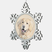 ゴールデンリト絵画リーバーの可愛いオリジナルドッグアート スノーフレークピューターオーナメント (右)