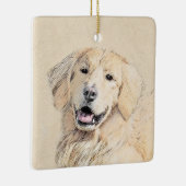 ゴールデンリト絵画リーバーの可愛いオリジナルドッグアート セラミックオーナメント (右)