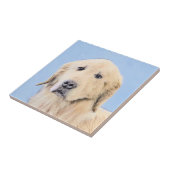 ゴールデンリト絵画リーバーの可愛いオリジナルドッグアート タイル (側面)