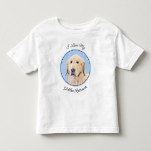 ゴールデンリト絵画リーバーの可愛いオリジナルドッグアート トドラーTシャツ